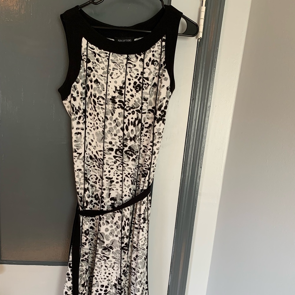 Black/white animal print dress